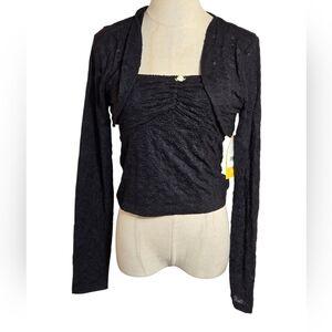 Sugar Moon Black Lace 2 Piece Tube Top And Shrug Set NWT